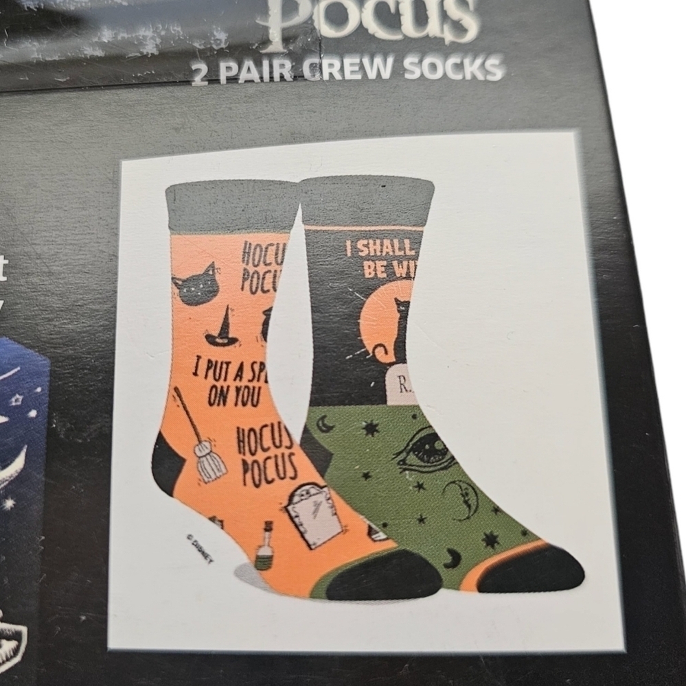 Disney Hocus Pocus Men's Crew Socks 2 pairs Size 10-13 Men's Shoe Size 8-12